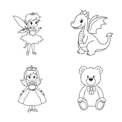 Kolorowanka z postaciami bajkowymi