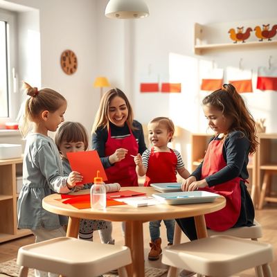 Zdjęcie referencyjne — dzieci robią flagi