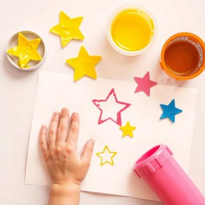 Przykład odbijania gwiazdki farbą