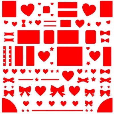 Arkusz dekoracji — czerwone ozdoby i naklejki