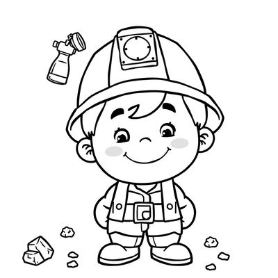 Kolorowanka — Górnik z czapką do kolorowania