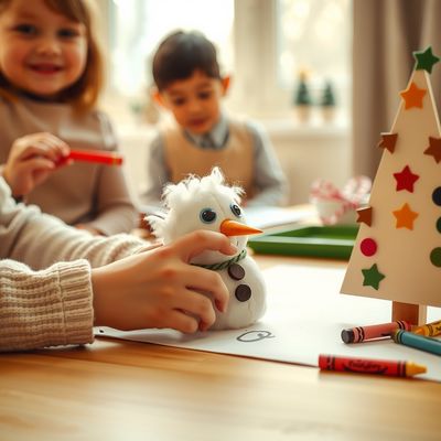 Świąteczne obrazki: bałwanek i choinka