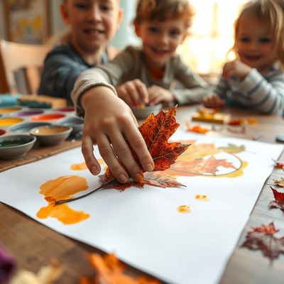 Jesienne liście — stempelki i odbicia