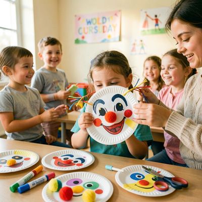 Światowy Dzień Cyrku — maski cyrkowe z talerzyków