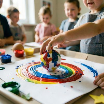 Toczące się obrazy — malowanie kulkami