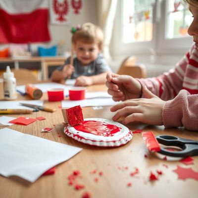 Biało‑czerwone kotyliony i flagi – Święto Konstytucji 3 Maja