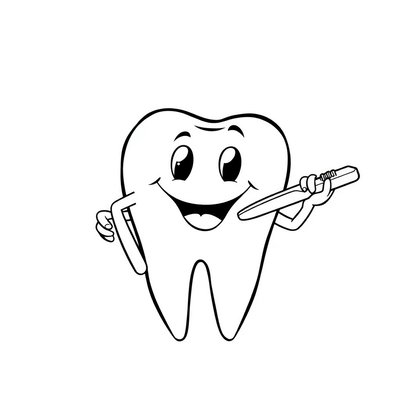 Kolorowanka: ząb ze szczoteczką