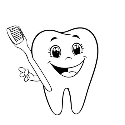 Kolorowanka: ząb ze szczoteczką