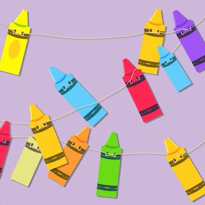 Girlanda dekoracyjna — kredki do wycięcia