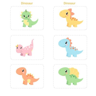 Karty obrazkowe małych dinozaurów (do wydruku)