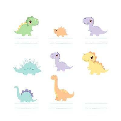 Karty obrazkowe małych dinozaurów (do wydruku)