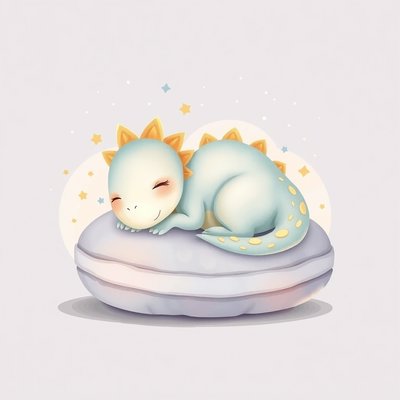 Obrazek wyciszający — "Dino zasypia"