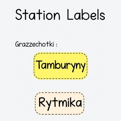 Etykiety na stacje: Grzechotki / Tamburyny / Rytmika