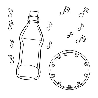 Kolorowanka: Instrumenty — grzechotka i tamburyn