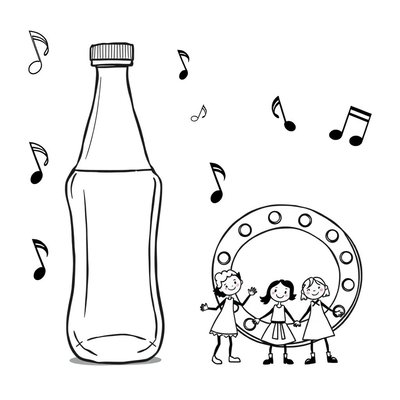 Kolorowanka: Instrumenty — grzechotka i tamburyn