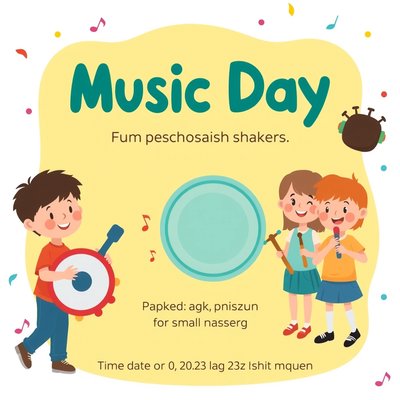 Plakat: Dzień Muzyki — Instrumenty i Rytmy