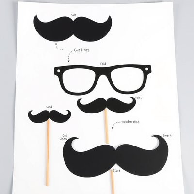 Szablon tekturowych okularów i wąsów