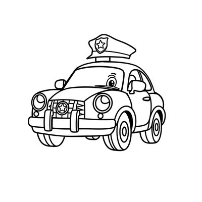 Kolorowanka: radiowóz, czapka i odznaka