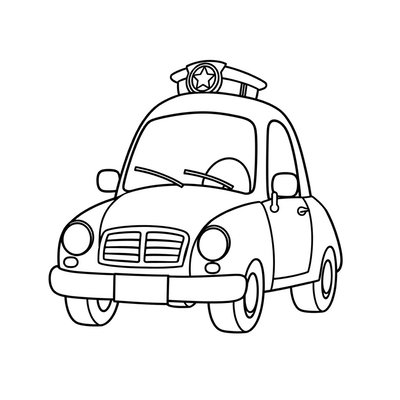 Kolorowanka: radiowóz, czapka i odznaka