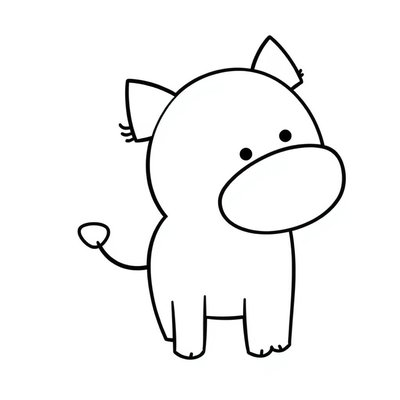 Szablon — kontury głowy, pyszczka i uszu (do wydruku)