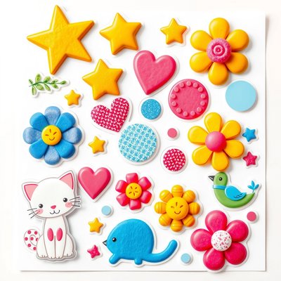 Arkusz naklejek i prostych ozdób