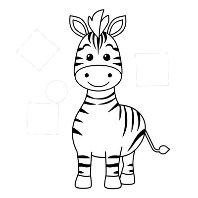 Kolorowanka: Zebra z dużymi polami na paski