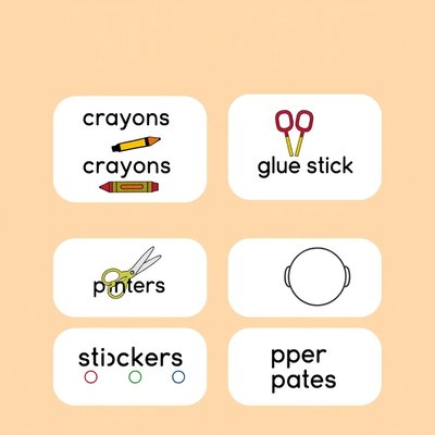 Etykiety na pojemniki z przyborami