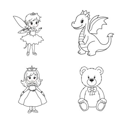Kolorowanka z postaciami bajkowymi