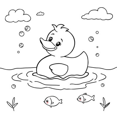 Kolorowanka: gumowa kaczuszka na wodzie