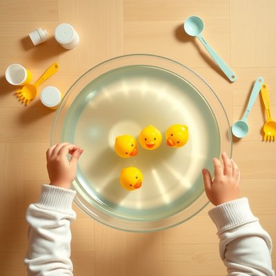 Stacja 1 — Staw z kaczkami (aranżacja do zabawy w wodzie)