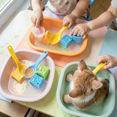 Stanowisko 1 — Kocia miska (zabawa wodna)