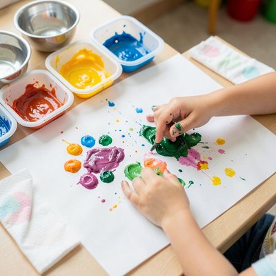 Stanowisko 3 — Łapki kota (malowanie palcami)