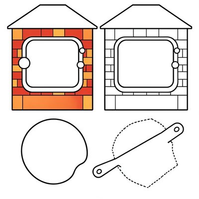 Szablon piekarnika i łopatki — dekoracja pudełka