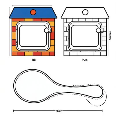 Szablon piekarnika i łopatki — dekoracja pudełka