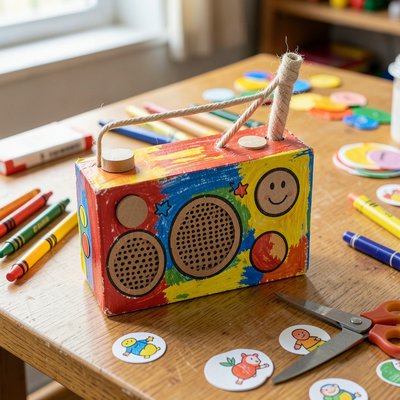 Przykładowe kolorowe radio (wzór dla dzieci)