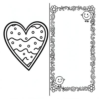 Strona do kolorowania — Laurka z dużym sercem