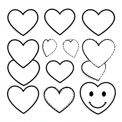 Szablony serc — różne rozmiary (arkusz A4)