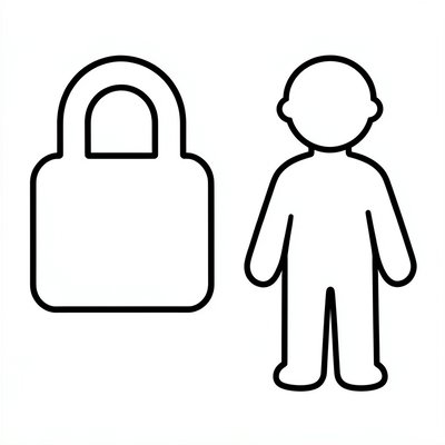 Szablony do wycięcia — kłódka i sylwetka dorosłego