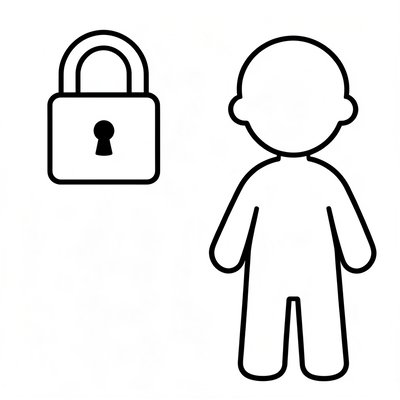 Szablony do wycięcia — kłódka i sylwetka dorosłego