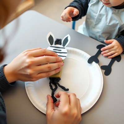 Doklejanie elementów — instrukcja (zbliżenie rąk z klejem)