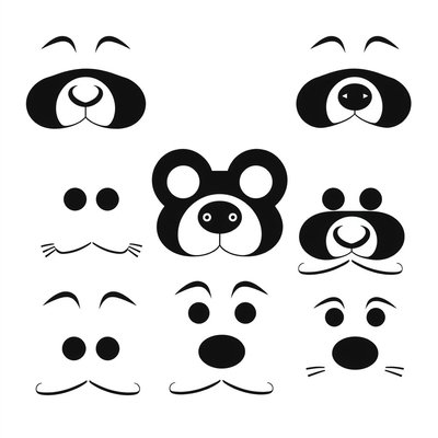 Szablon - elementy dekoracyjne: nos, oczy, wąsy