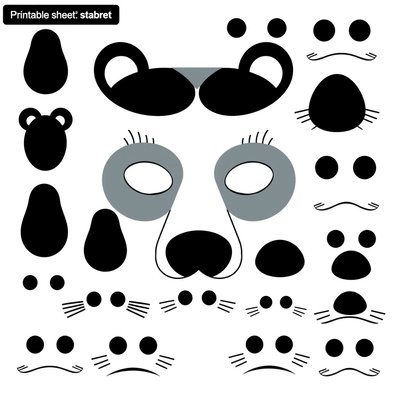 Szablon - elementy dekoracyjne: nos, oczy, wąsy