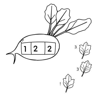 Kolorowanka — liczenie liści (1–3)