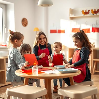 Zdjęcie referencyjne — dzieci robią flagi