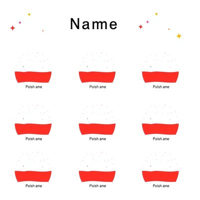 Arkusz naklejek rozpoznawczych — małe kółka z miejscem na imię