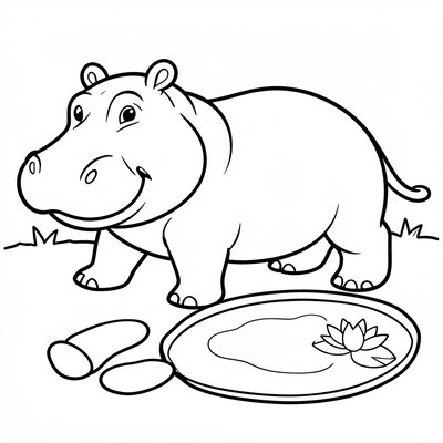 Kolorowanka — hipopotam dla maluchów