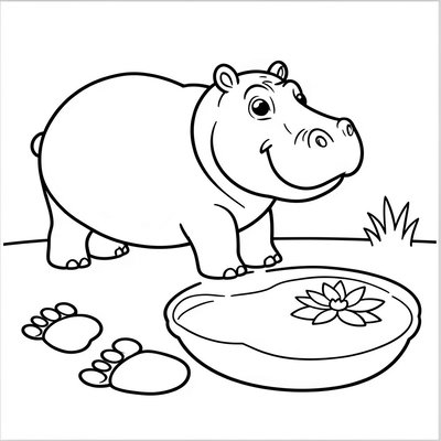 Kolorowanka — hipopotam dla maluchów
