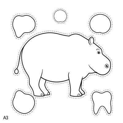 Szablon hipopotama (duży)