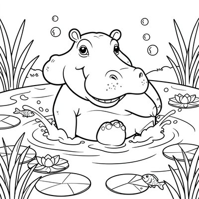 Kolorowanka: Hipopotam w rzece
