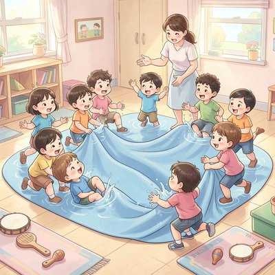 Ilustracja zabawy 'Kąpiel hipcia'